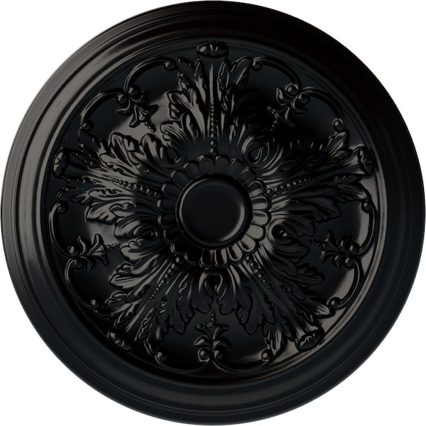 Ekena Millwork Damon Ceiling Medallion (Fits Canopies up to 3 3/8"), Hand-Painted Jet Black, 20"OD x 1 1/2"P CM20DABLF - main